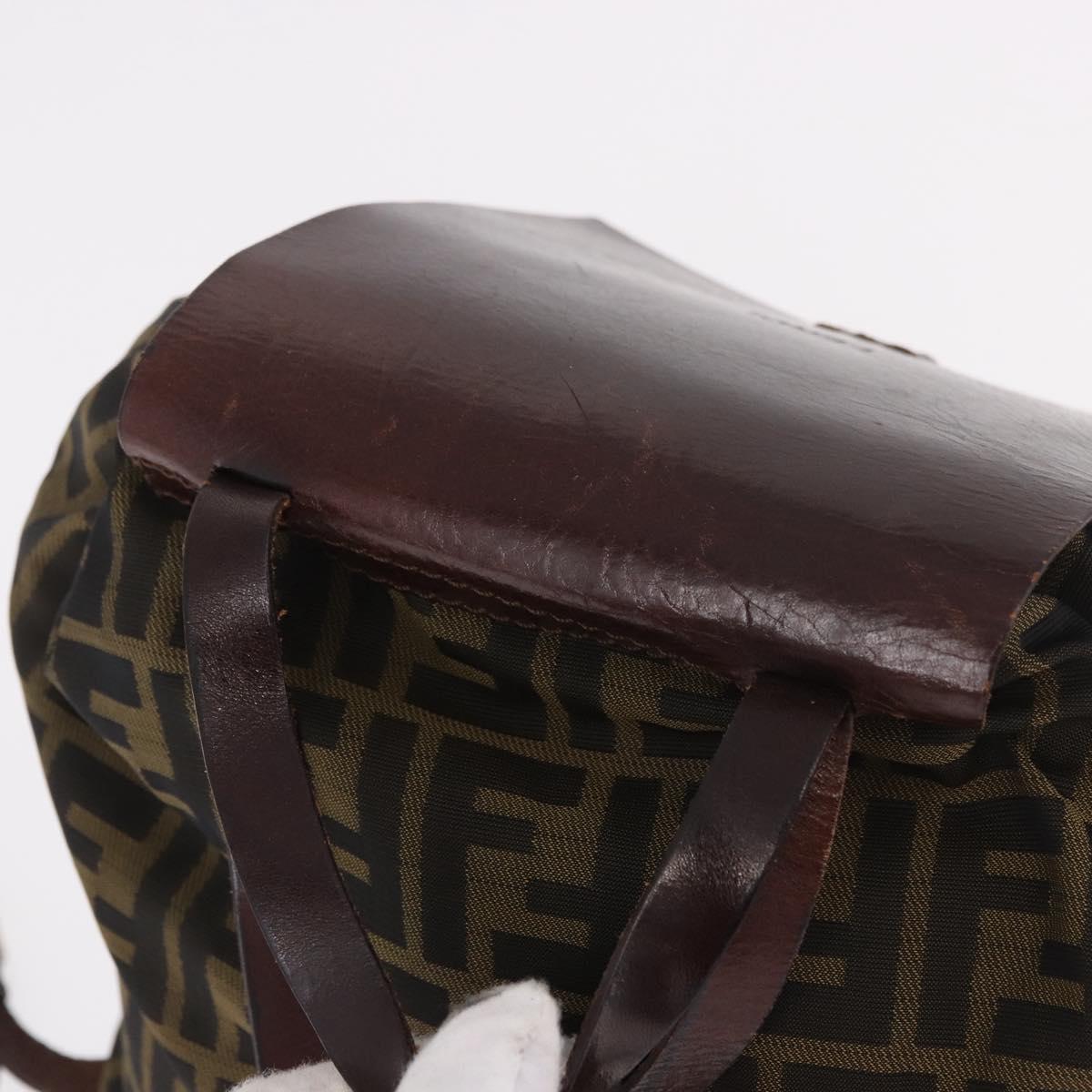 FENDI Zucca Canvas Backpack Nylon Brown Black Auth 187667