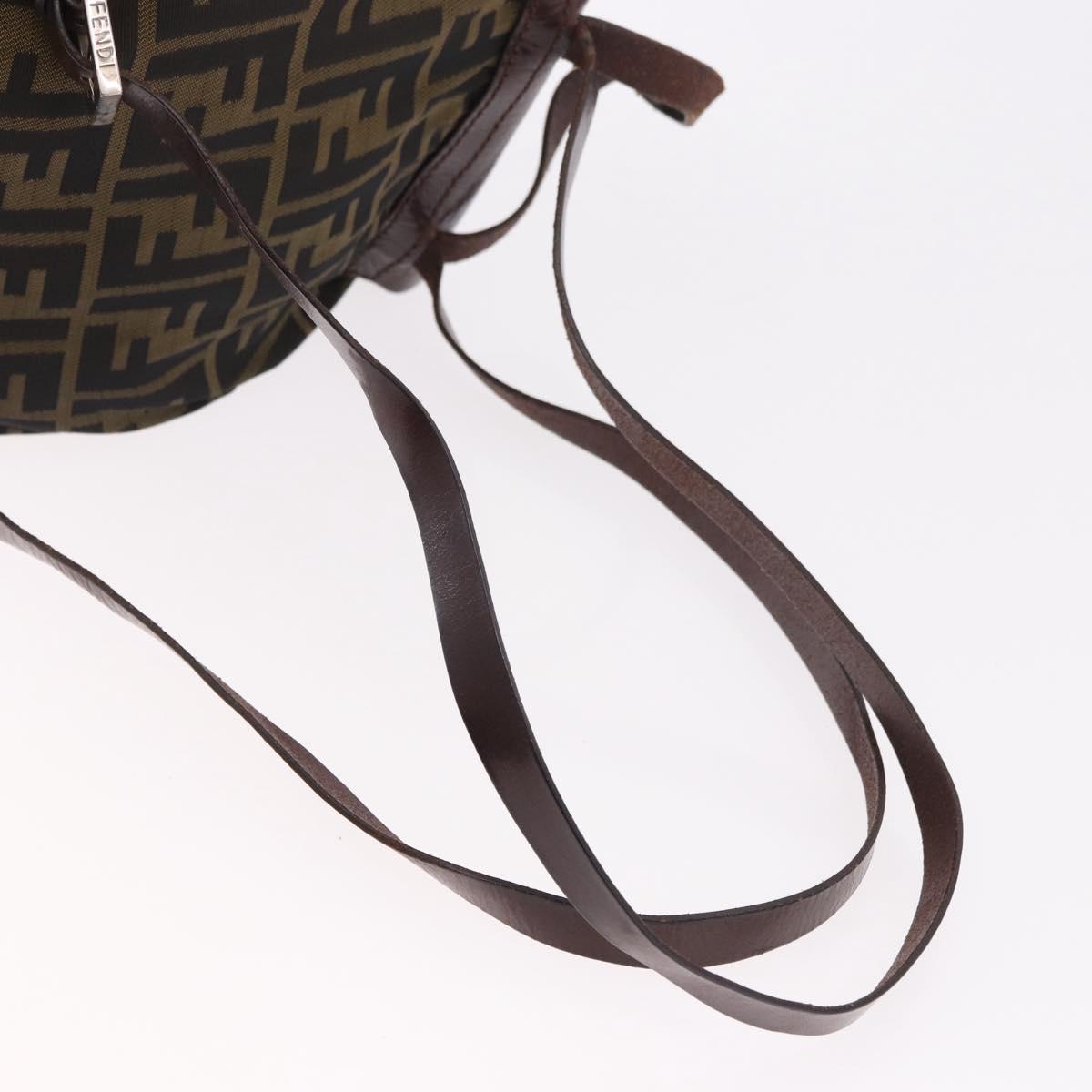 FENDI Zucca Canvas Backpack Nylon Brown Black Auth 187667