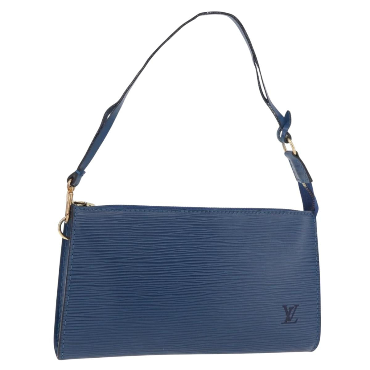 LOUIS VUITTON Epi Pochette Accessoires Pouch Blue M52985 LV Auth 187669