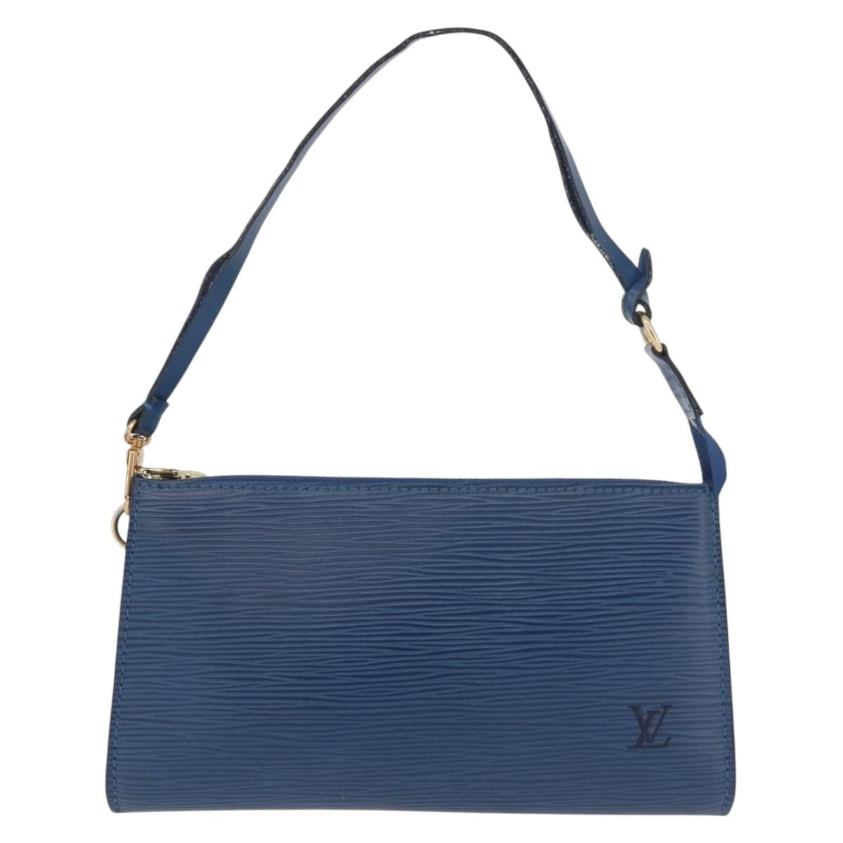 LOUIS VUITTON Epi Pochette Accessoires Pouch Blue M52985 LV Auth 187669