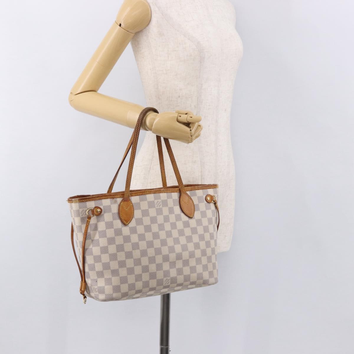 LOUIS VUITTON Damier Azur Neverfull PM Tote Bag N41362 LV Auth 187671