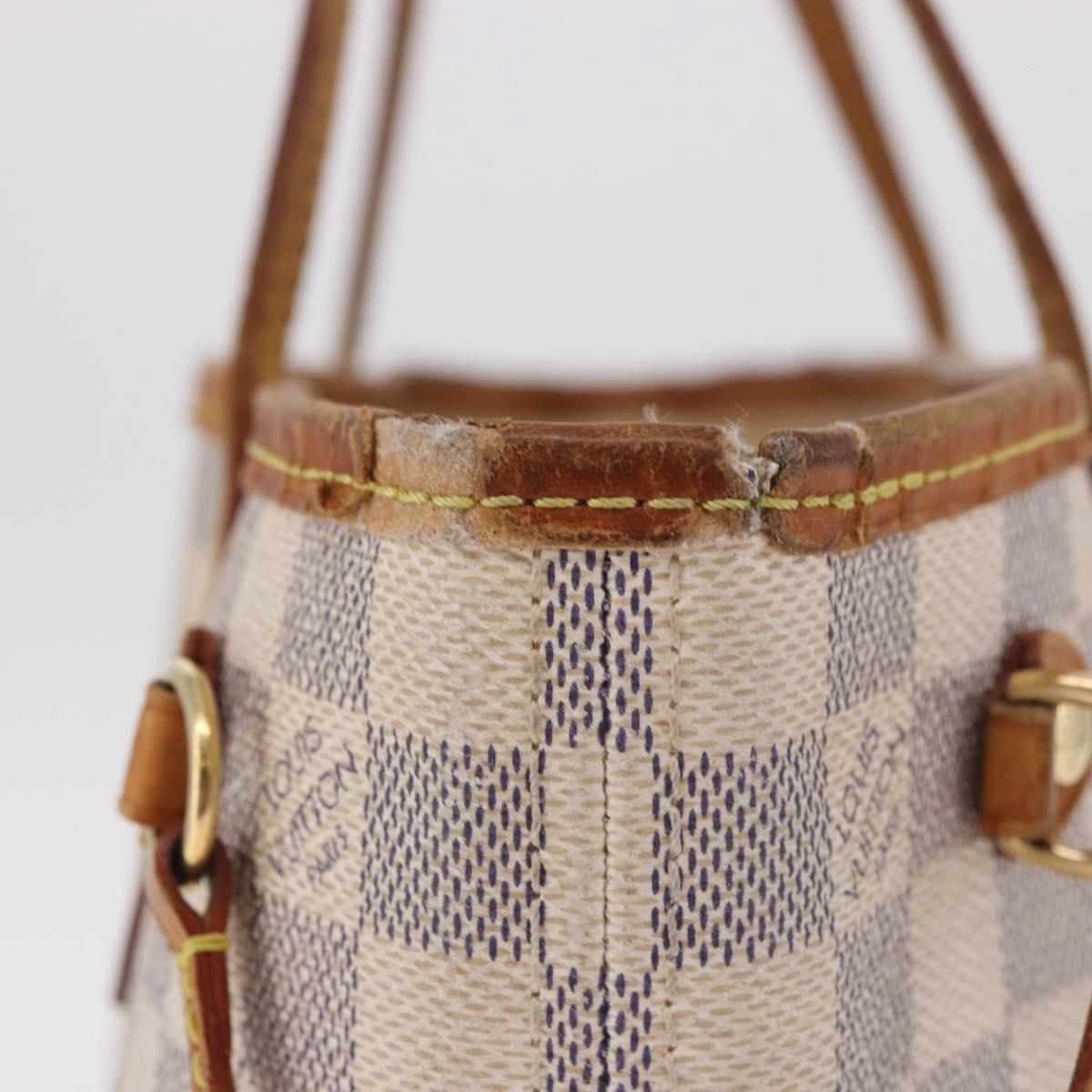 LOUIS VUITTON Damier Azur Neverfull PM Tote Bag N41362 LV Auth 187671