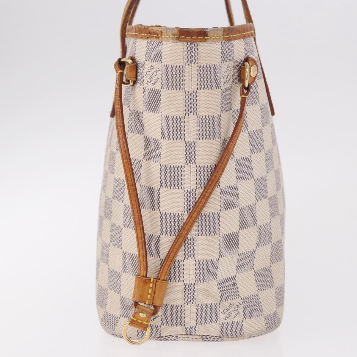 LOUIS VUITTON Damier Azur Neverfull PM Tote Bag N41362 LV Auth 187671