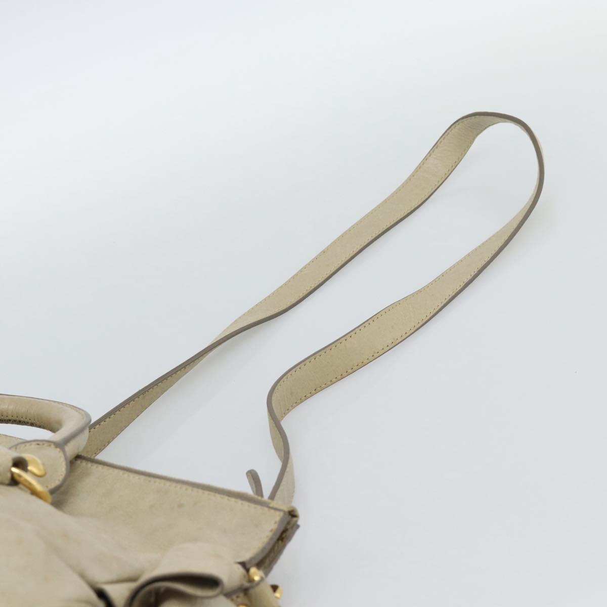 Miu Miu Hand Bag Leather 2way Beige Gold Auth 187673V