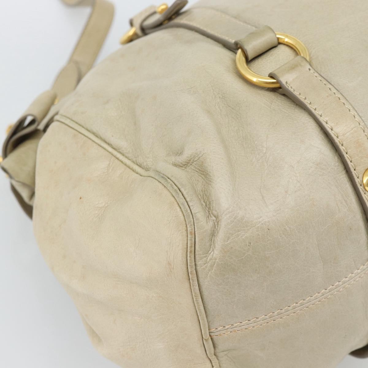 Miu Miu Hand Bag Leather 2way Beige Gold Auth 187673V