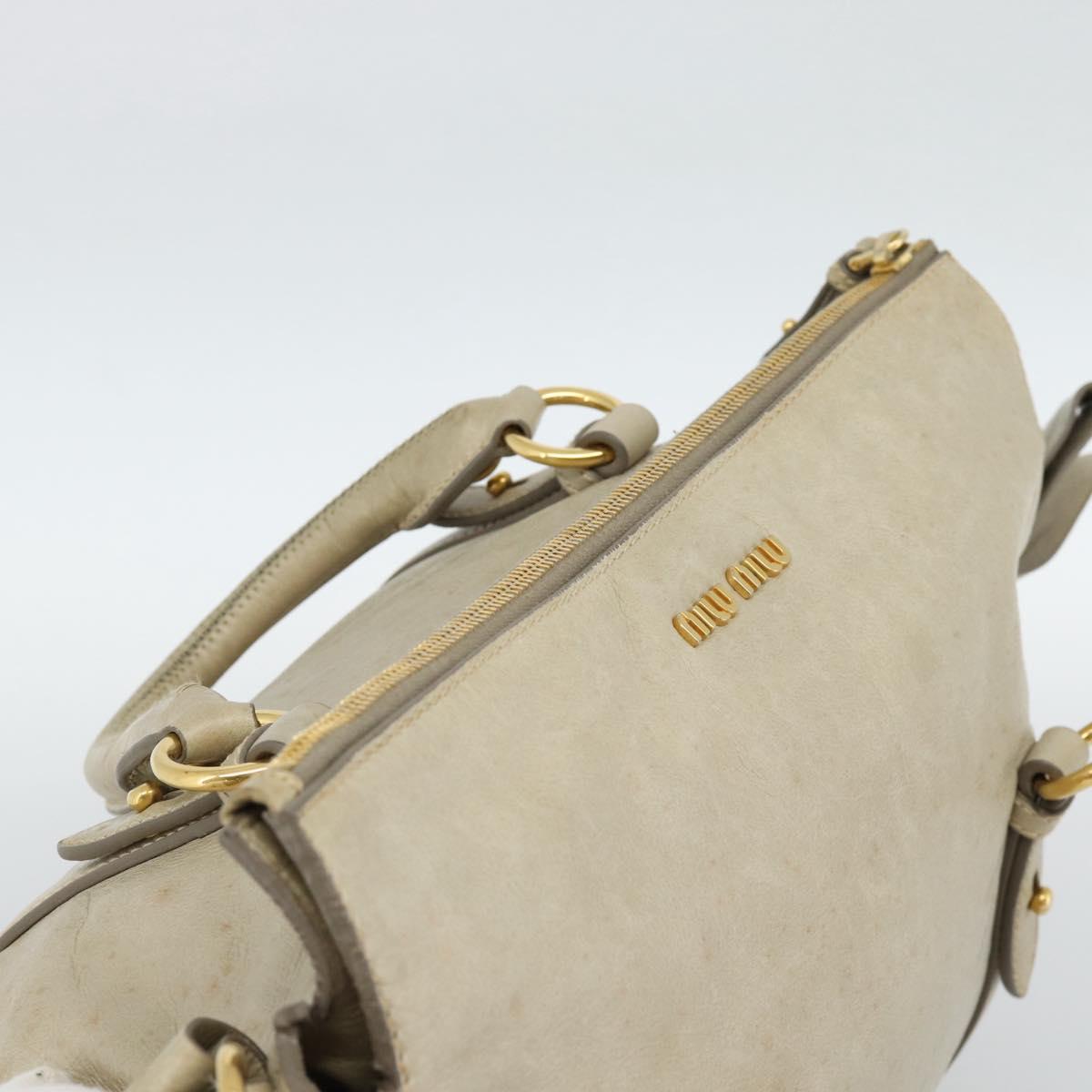 Miu Miu Hand Bag Leather 2way Beige Gold Auth 187673V