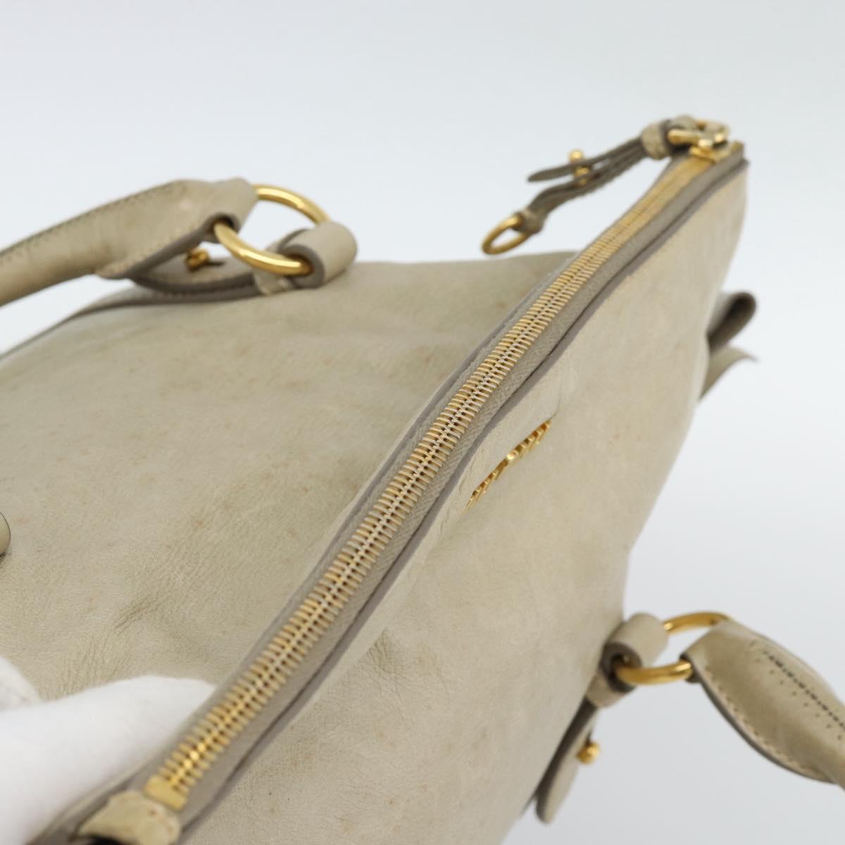 Miu Miu Hand Bag Leather 2way Beige Gold Auth 187673V