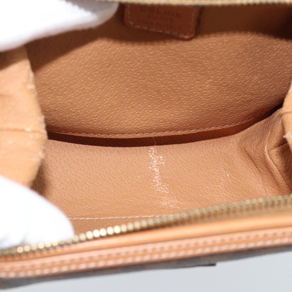 CELINE Macadam Canvas Accessory Pouch PVC Leather Brown Gold Auth 187676