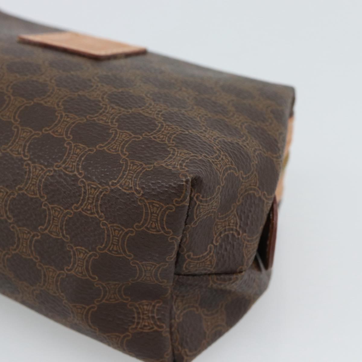 CELINE Macadam Canvas Accessory Pouch PVC Leather Brown Gold Auth 187676