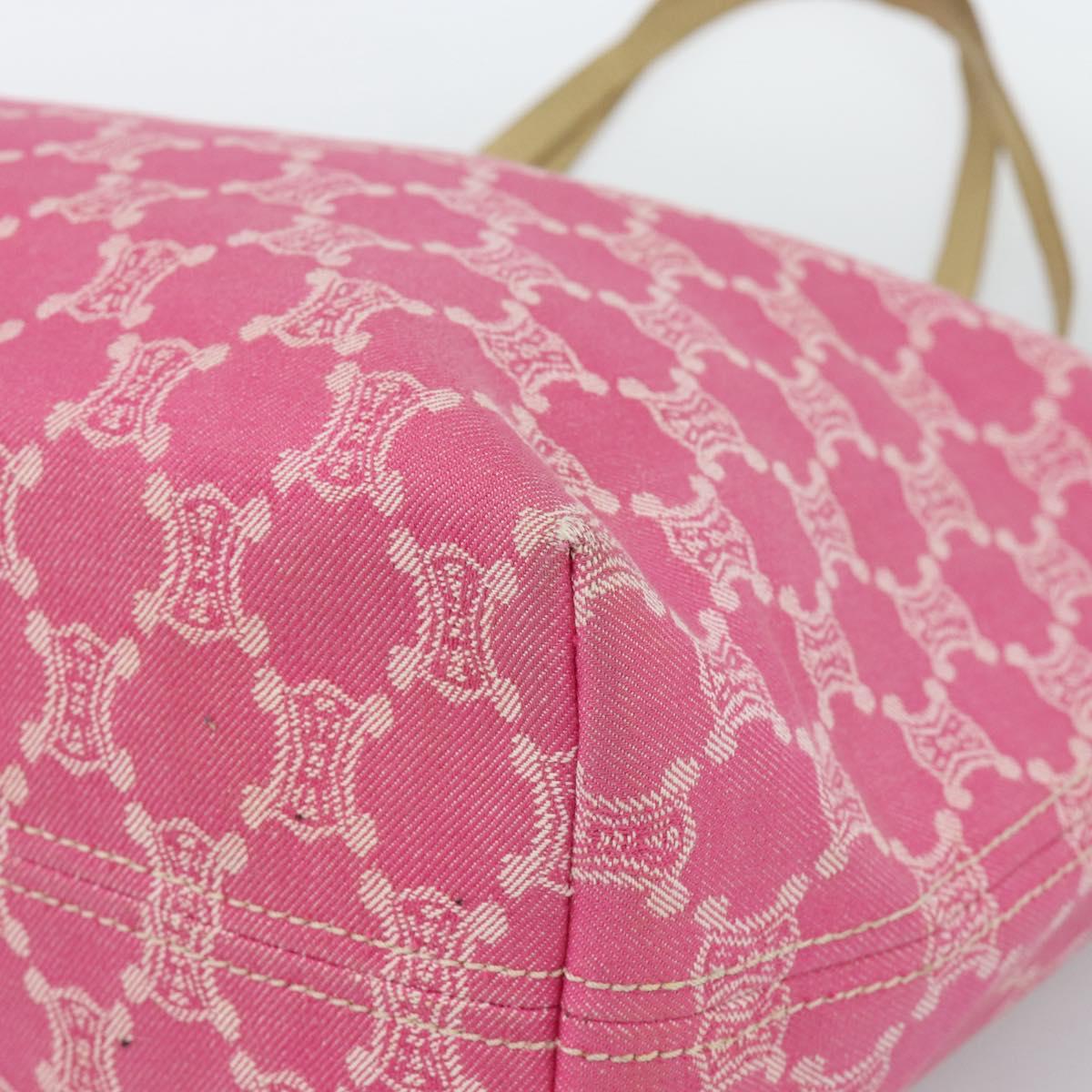 CELINE Paris Macadam Canvas Tote Bag Denim Pink Gold Auth 187677V
