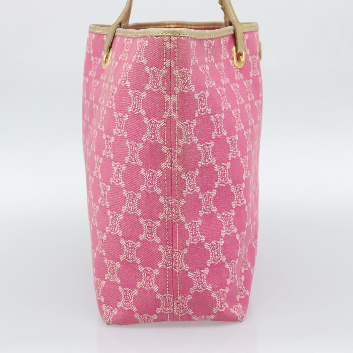 CELINE Paris Macadam Canvas Tote Bag Denim Pink Gold Auth 187677V