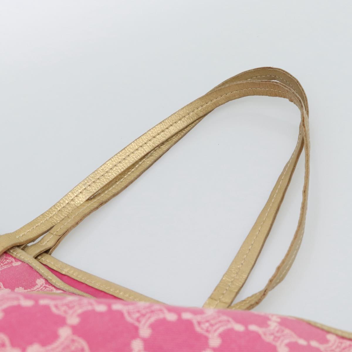 CELINE Paris Macadam Canvas Tote Bag Denim Pink Gold Auth 187677V