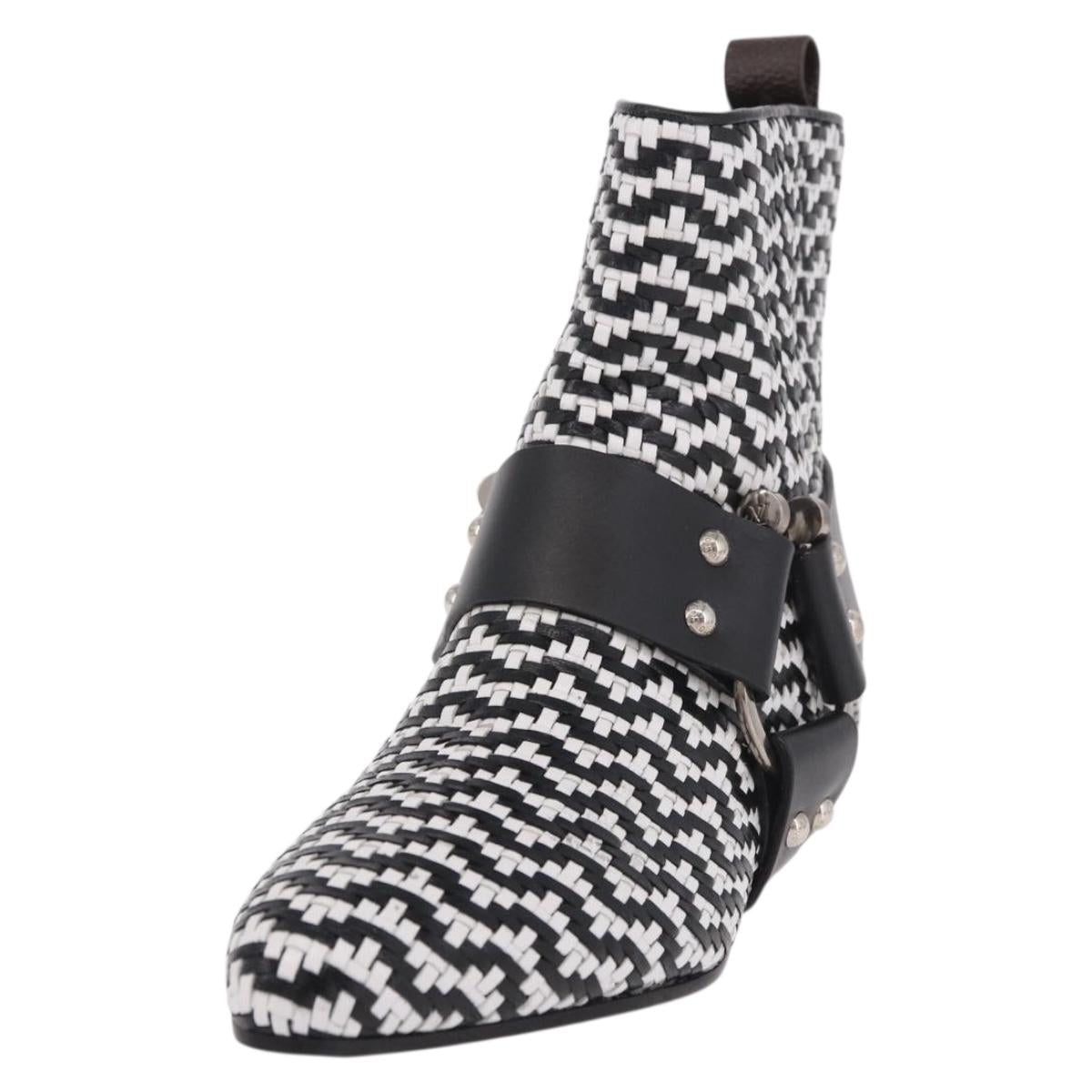 LOUIS VUITTON Baroque Line Ankle Boots Leather Black LV Auth 187687M
