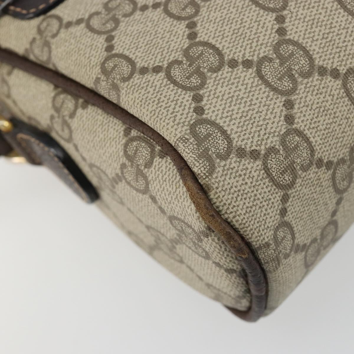 GUCCI GG Supreme Web Sherry Line Shoulder Bag PVC Beige Gold Auth 187688