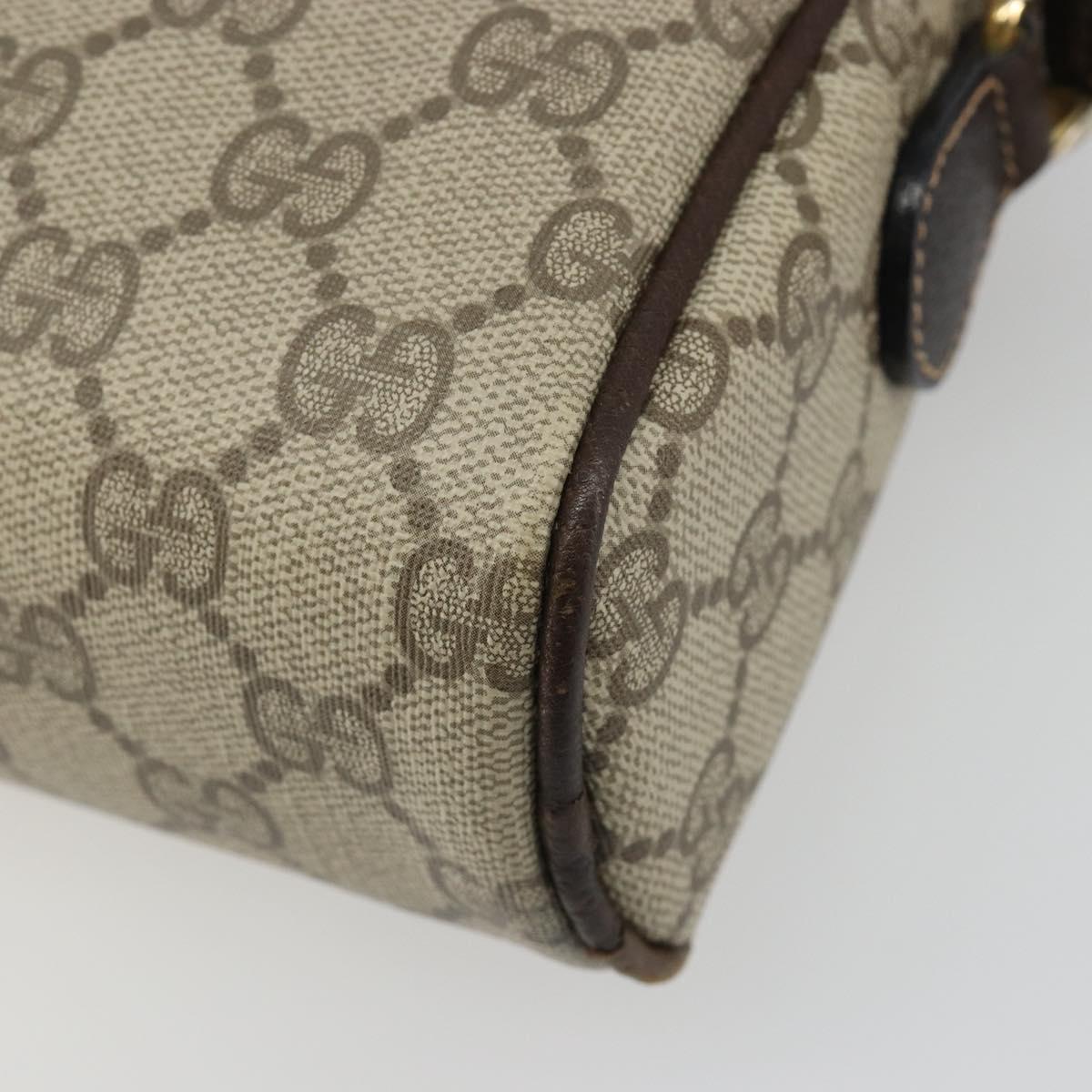 GUCCI GG Supreme Web Sherry Line Shoulder Bag PVC Beige Gold Auth 187688