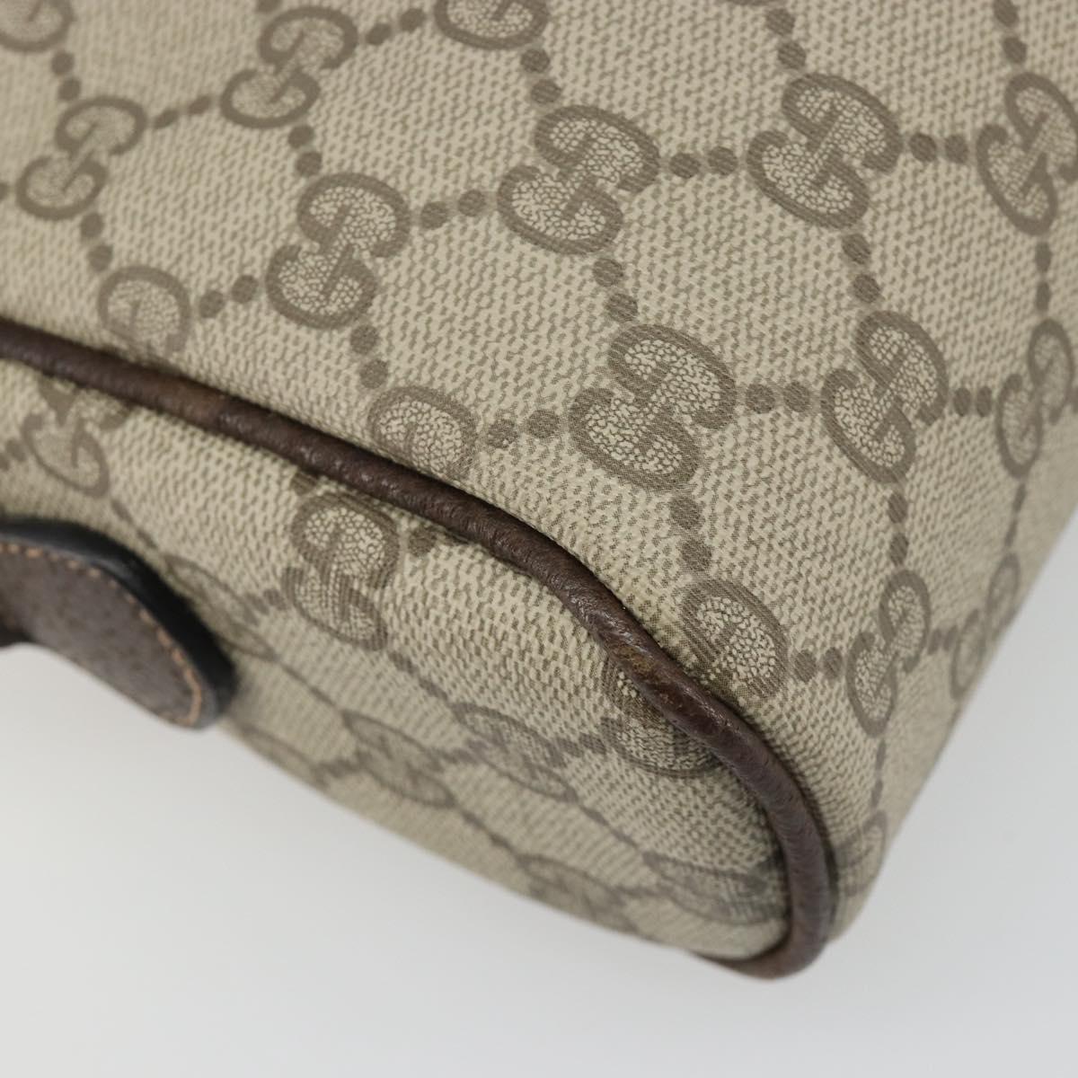 GUCCI GG Supreme Web Sherry Line Shoulder Bag PVC Beige Gold Auth 187688