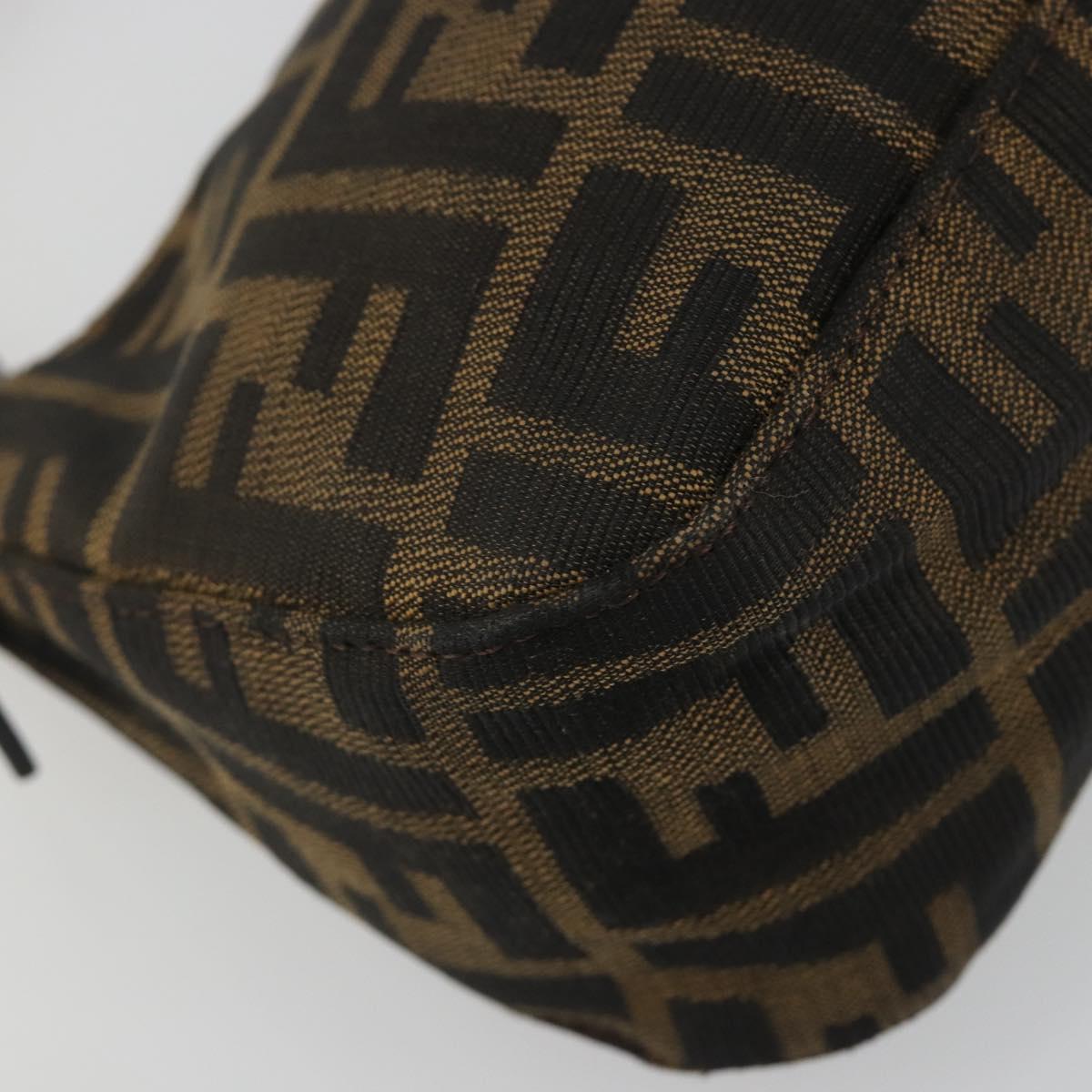 FENDI Zucca Canvas Mamma Baguette Shoulder Bag Black Silver Brown Auth 187689SAM