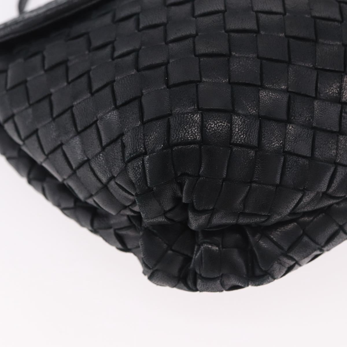 BOTTEGA VENETA INTRECCIATO Shoulder Bag Leather Black Gold Auth 187692A