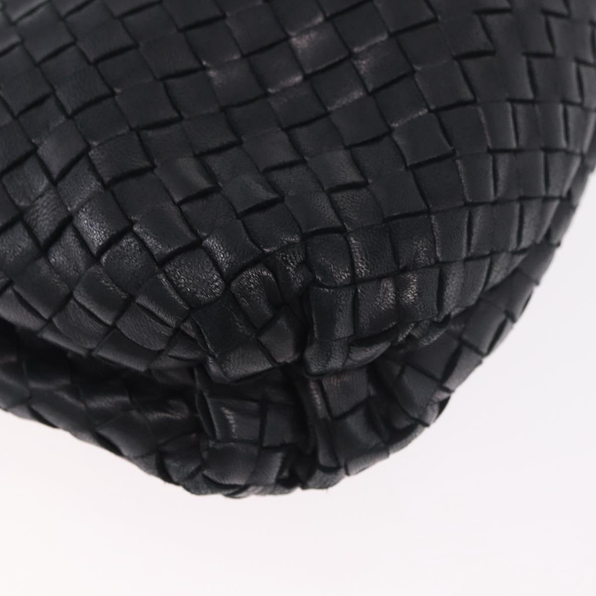 BOTTEGA VENETA INTRECCIATO Shoulder Bag Leather Black Gold Auth 187692A