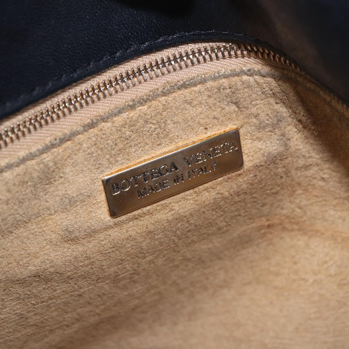 BOTTEGA VENETA INTRECCIATO Shoulder Bag Leather Black Gold Auth 187692A