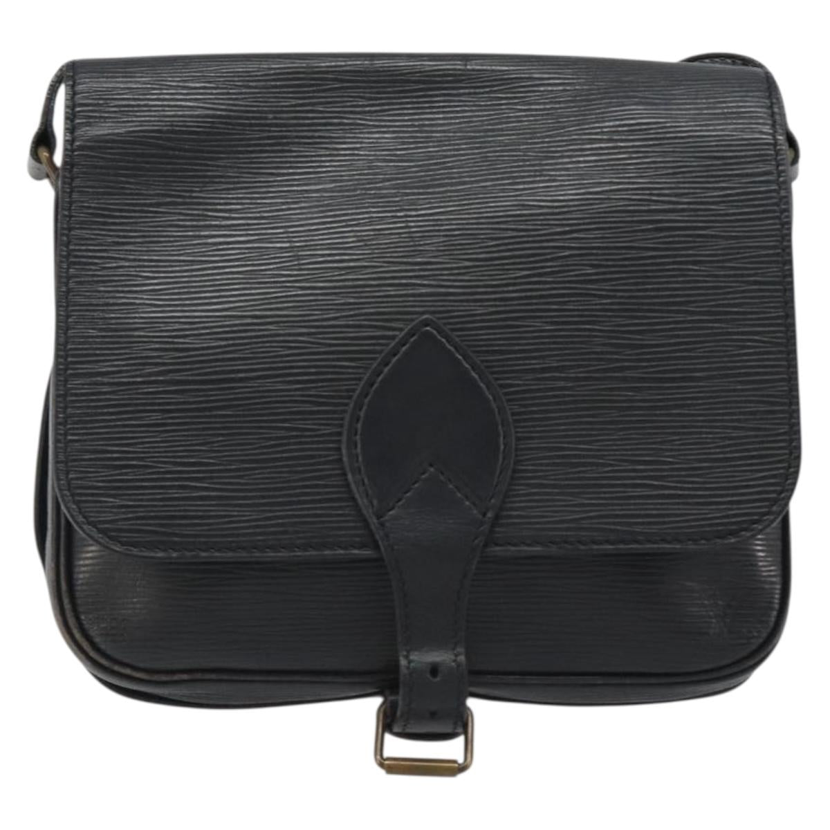 LOUIS VUITTON Epi Cartouchiere MM Shoulder Bag Black Noir M52242 LV Auth 187693