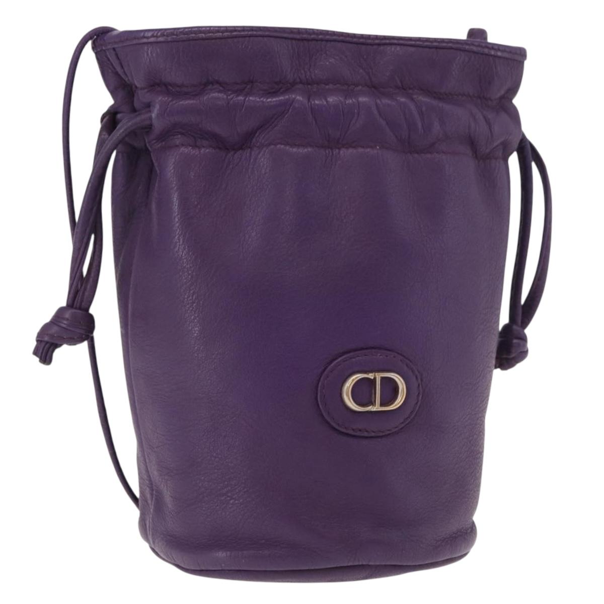 Christian Dior Shoulder Bag Leather Purple Auth 187694