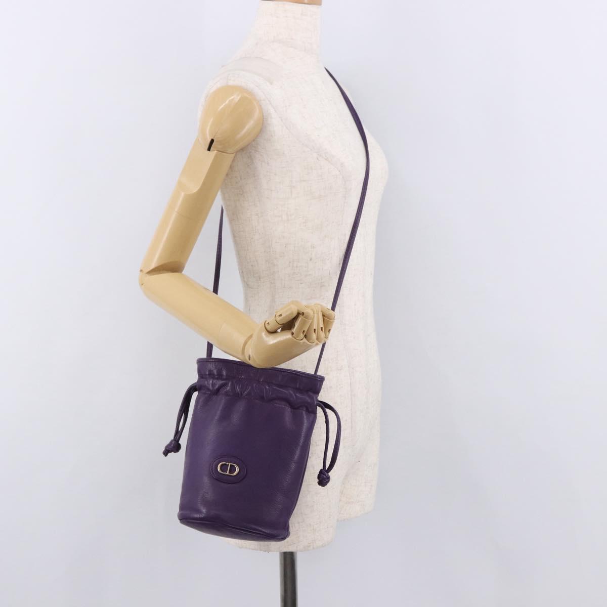 Christian Dior Shoulder Bag Leather Purple Auth 187694