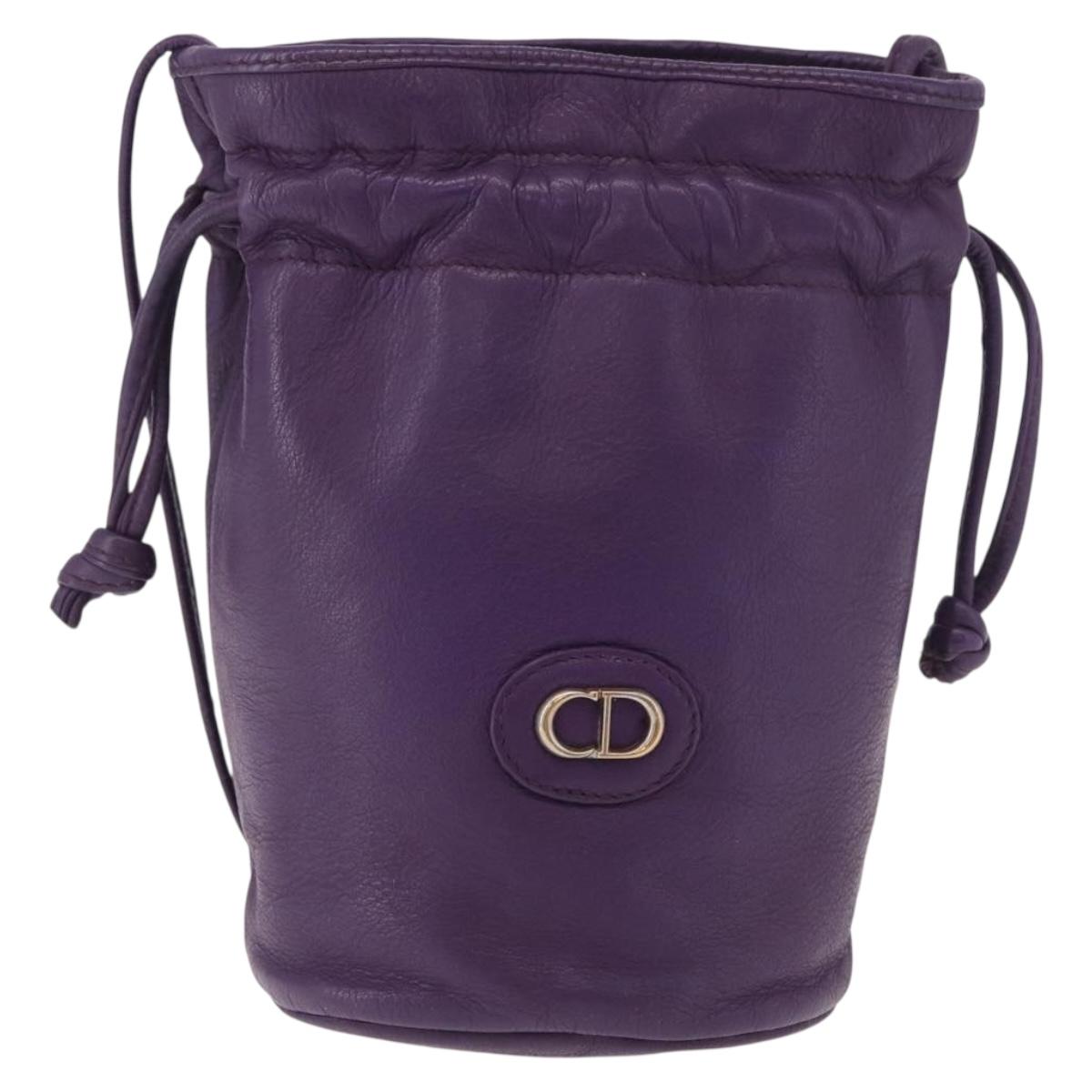Christian Dior Shoulder Bag Leather Purple Auth 187694