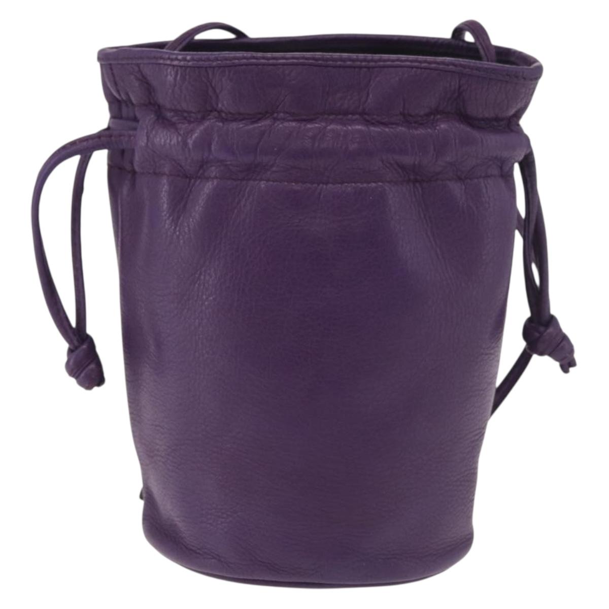 Christian Dior Shoulder Bag Leather Purple Auth 187694
