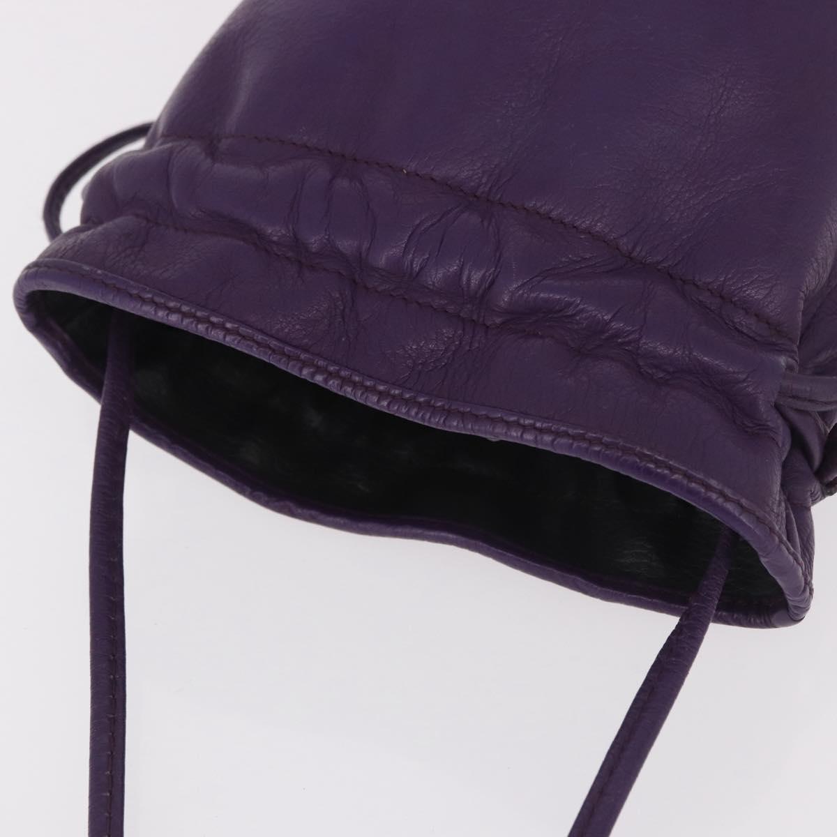 Christian Dior Shoulder Bag Leather Purple Auth 187694