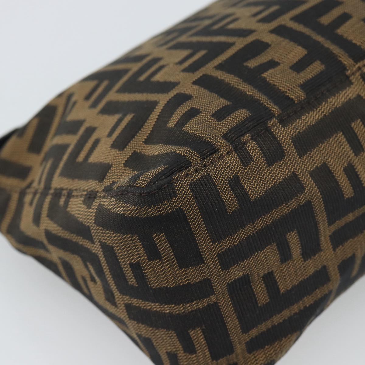 FENDI Zucca Canvas Hand Pouch Black Brown Auth 187696