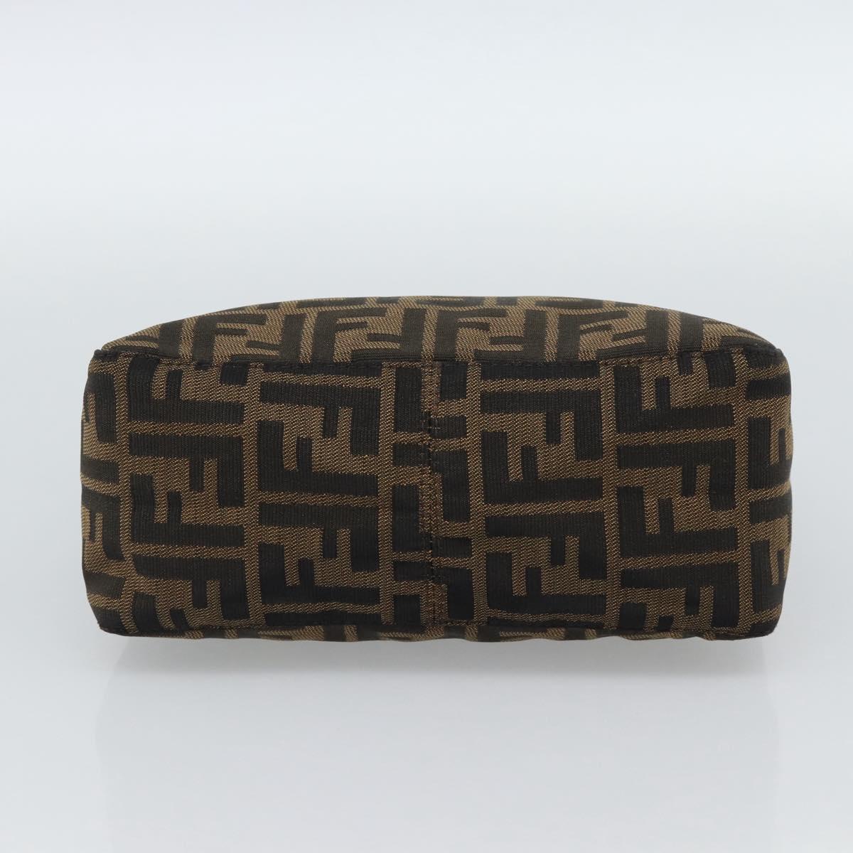 FENDI Zucca Canvas Hand Pouch Black Brown Auth 187696
