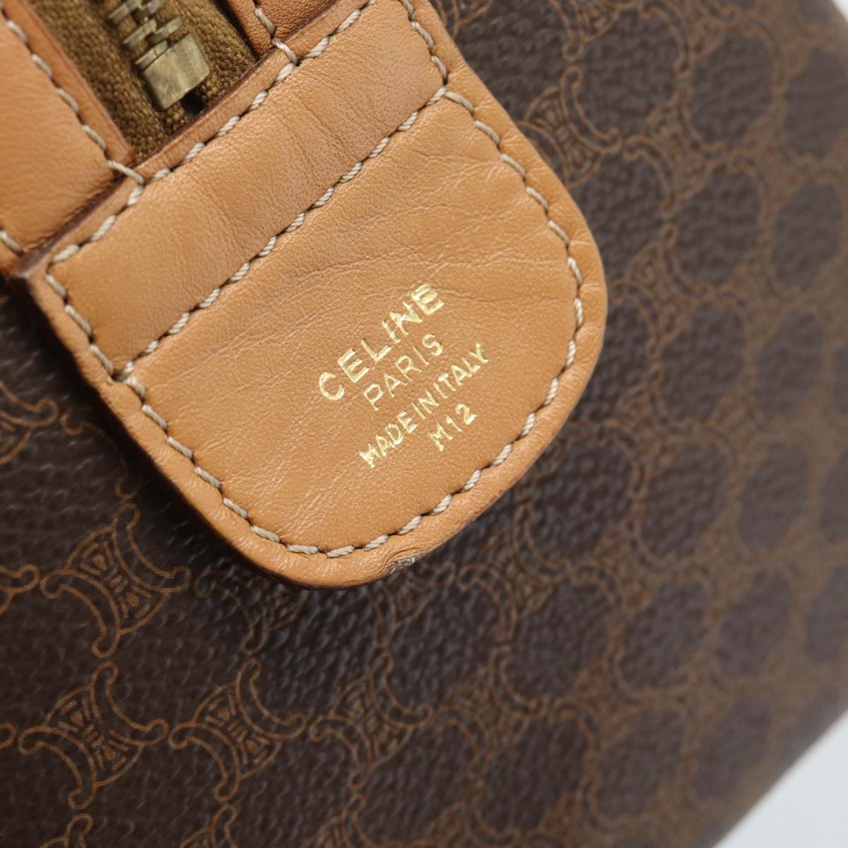 CELINE Macadam Canvas Boston Bag PVC Leather Brown Gold Auth 187697A