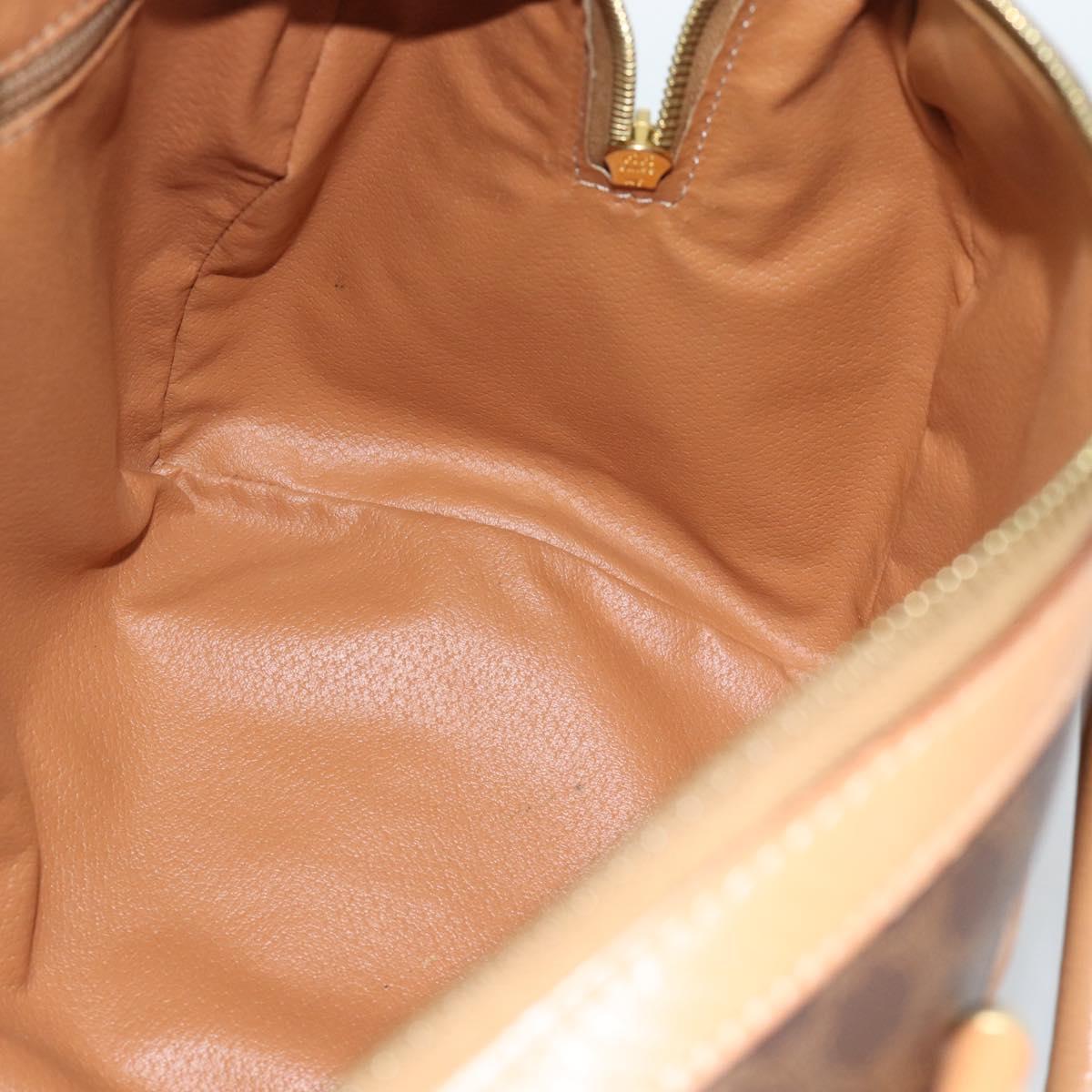 CELINE Macadam Canvas Boston Bag PVC Leather Brown Gold Auth 187697A