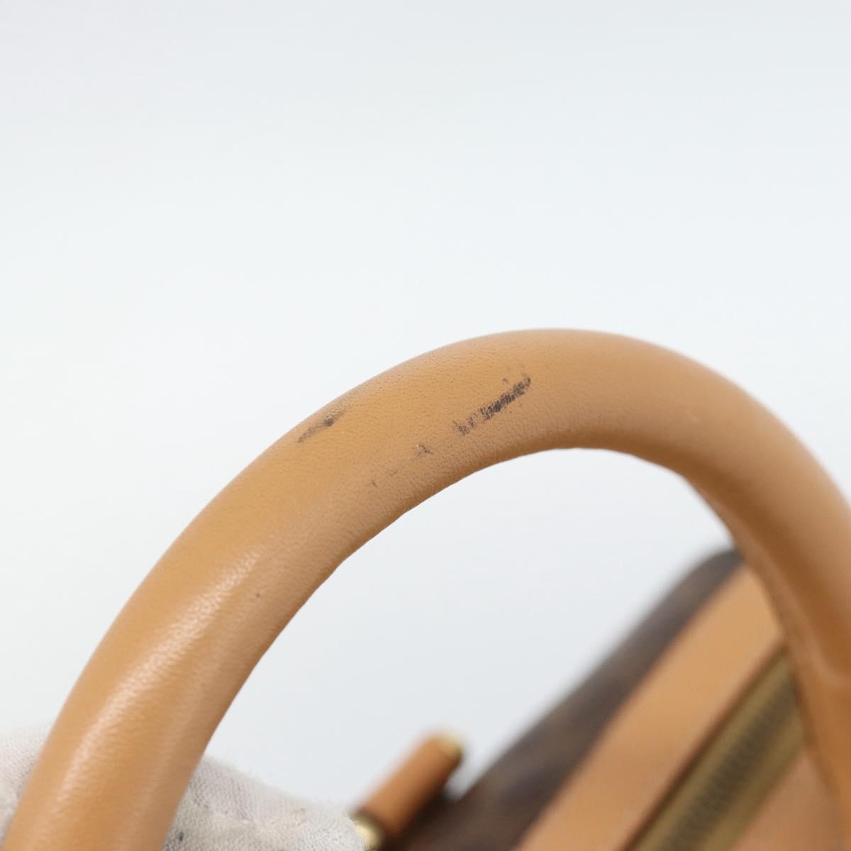 CELINE Macadam Canvas Boston Bag PVC Leather Brown Gold Auth 187697A