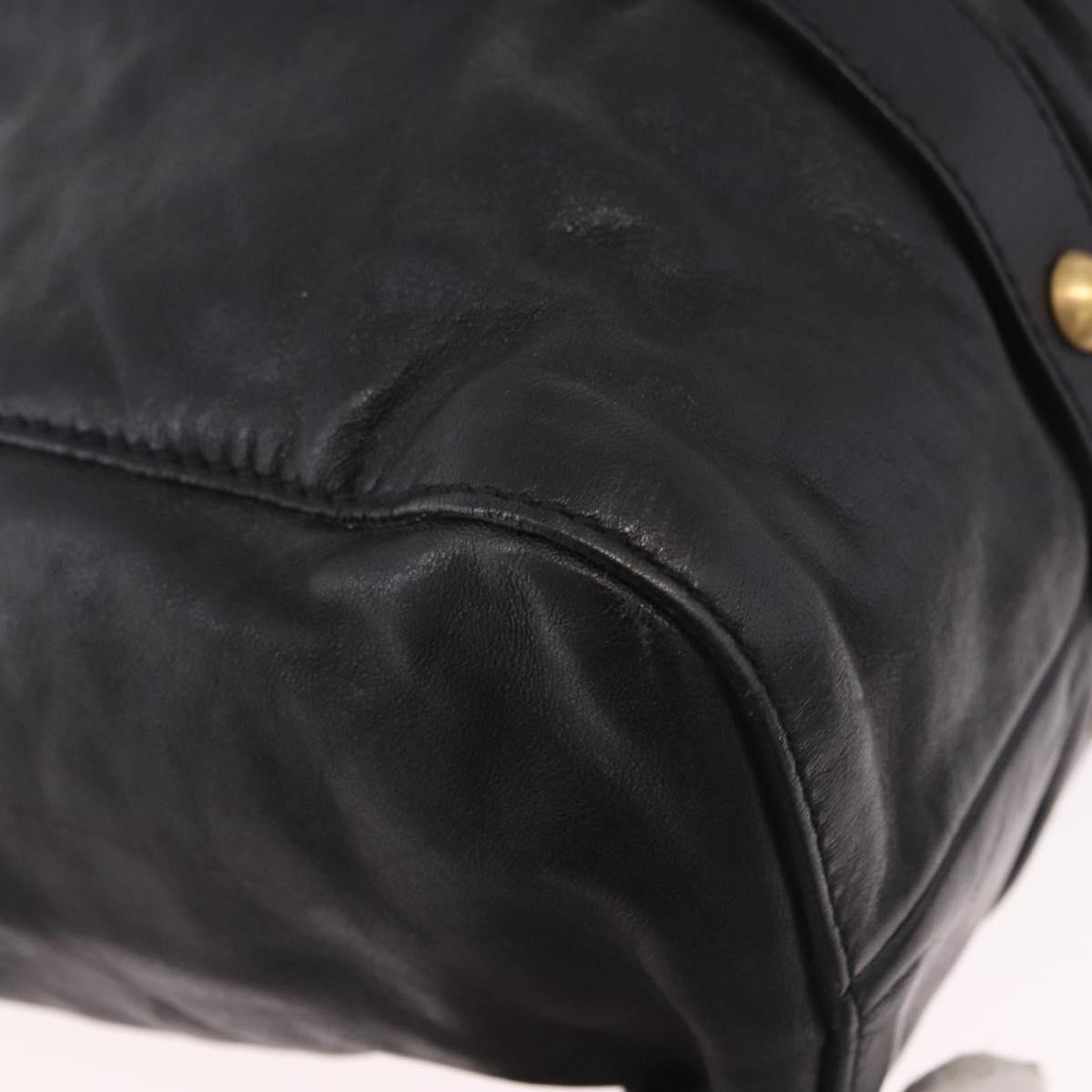 Miu Miu Hand Bag Leather 2way Black Gold Auth 187699SAM