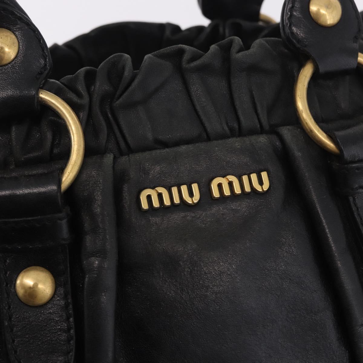 Miu Miu Hand Bag Leather 2way Black Gold Auth 187699SAM