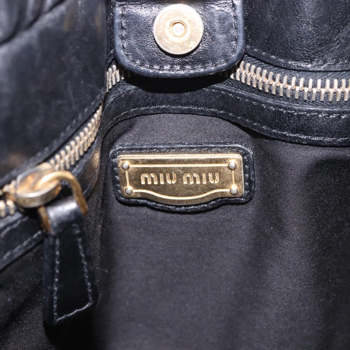 Miu Miu Hand Bag Leather 2way Black Gold Auth 187699SAM