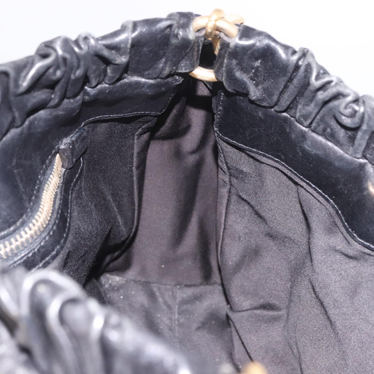 Miu Miu Hand Bag Leather 2way Black Gold Auth 187699SAM