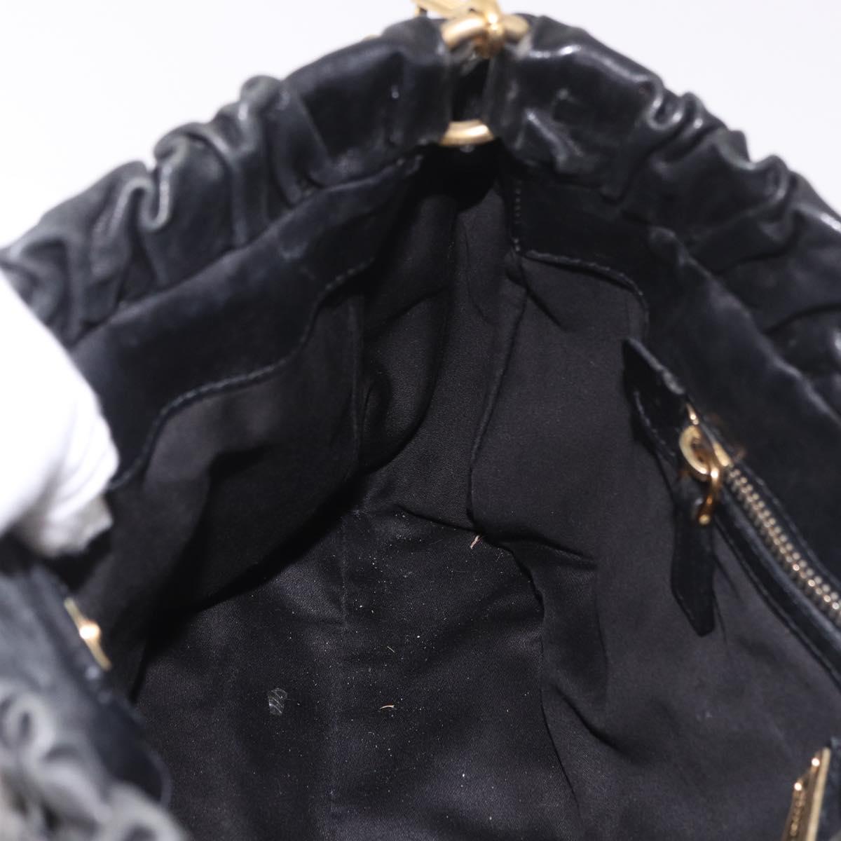 Miu Miu Hand Bag Leather 2way Black Gold Auth 187699SAM