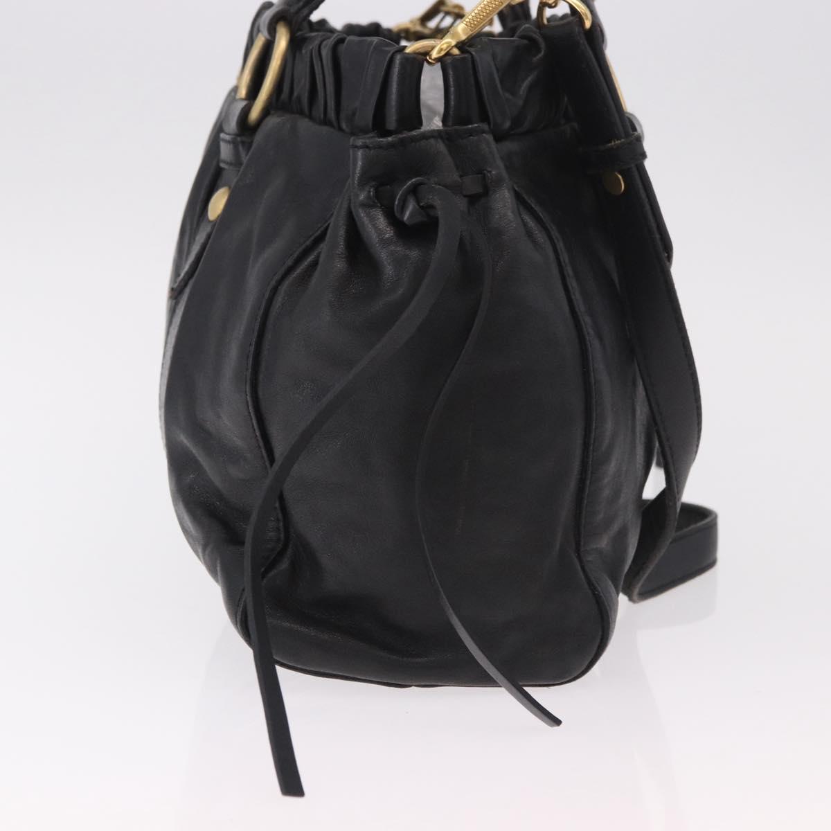 Miu Miu Hand Bag Leather 2way Black Gold Auth 187699SAM