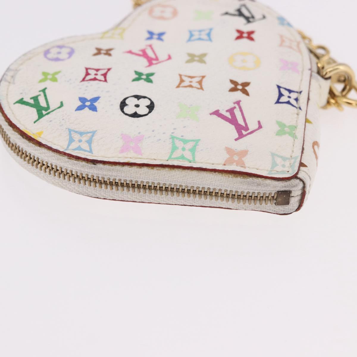 LOUIS VUITTON Multicolor Porte Monnaie Coeur Purse White M60040 LV Auth 187700