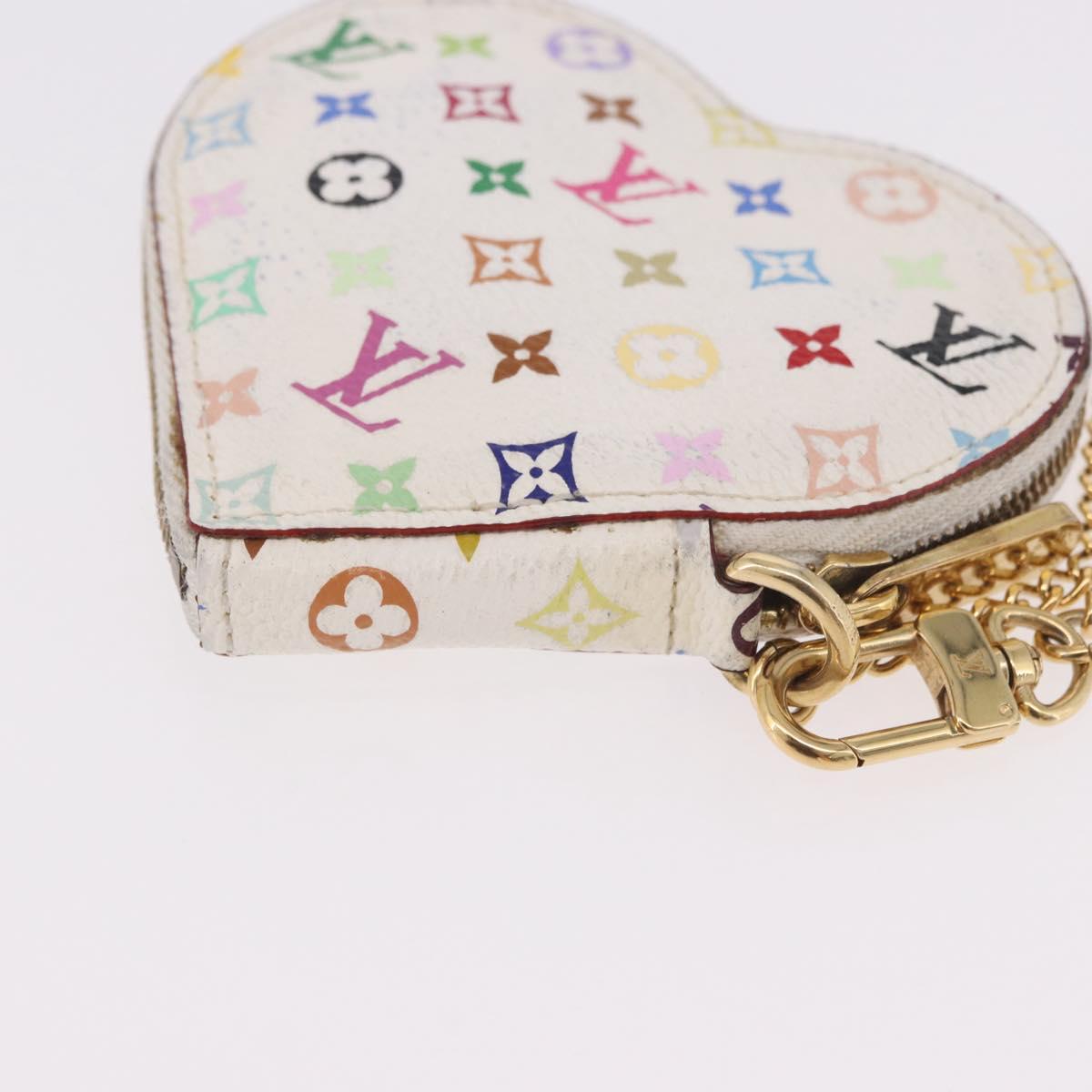 LOUIS VUITTON Multicolor Porte Monnaie Coeur Purse White M60040 LV Auth 187700