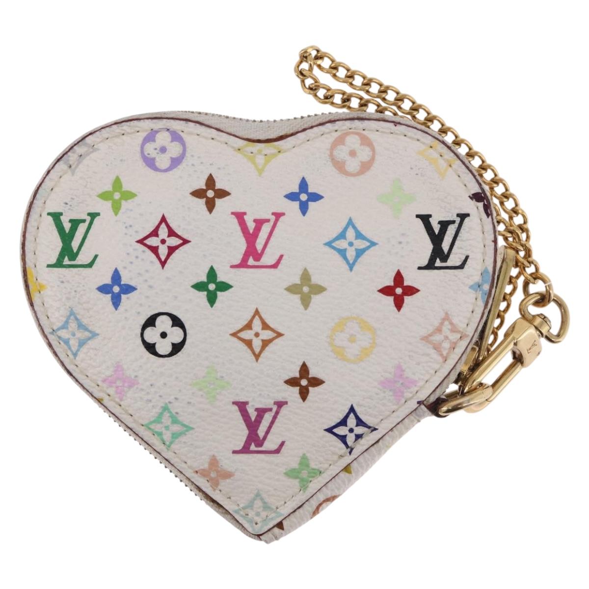 LOUIS VUITTON Multicolor Porte Monnaie Coeur Purse White M60040 LV Auth 187700