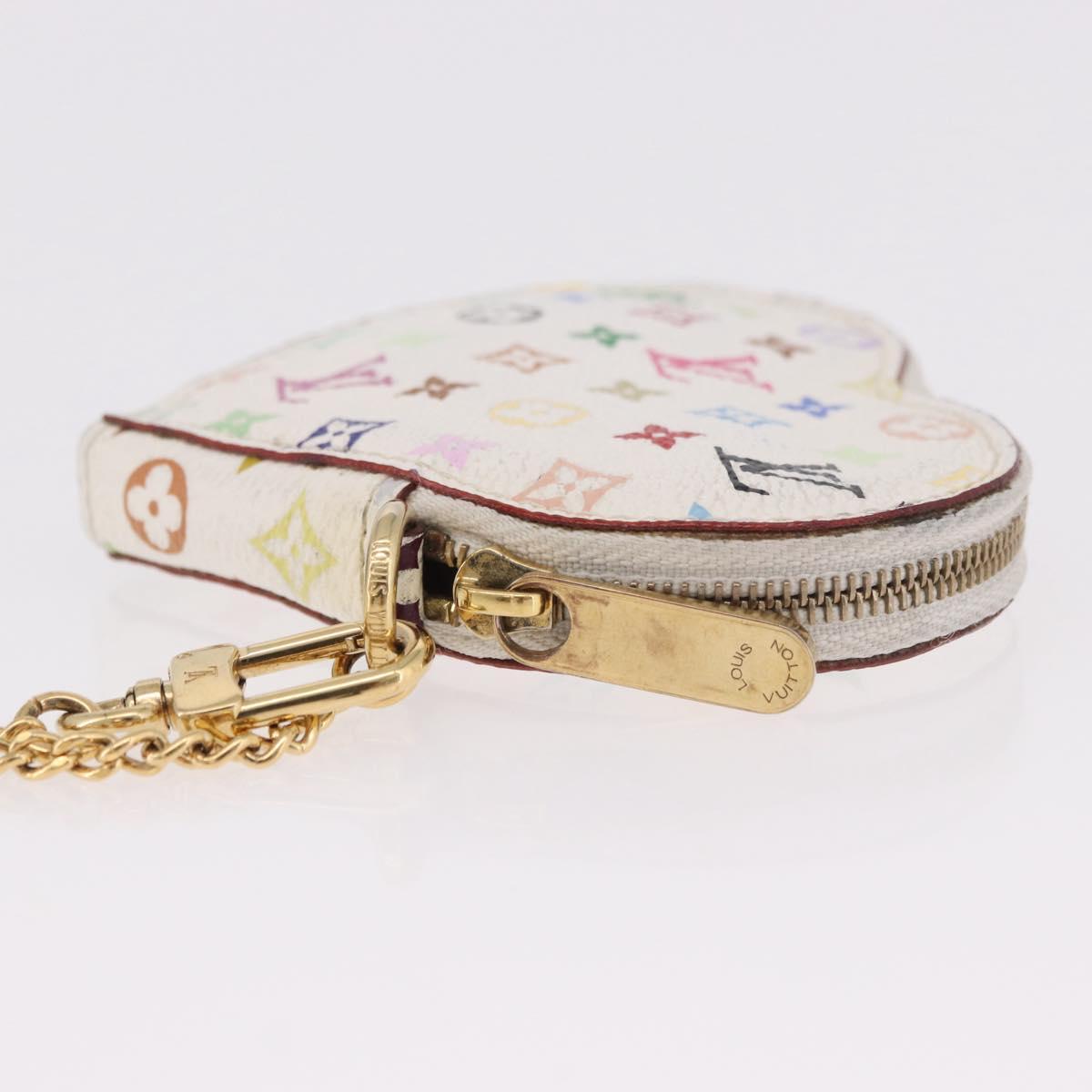 LOUIS VUITTON Multicolor Porte Monnaie Coeur Purse White M60040 LV Auth 187700