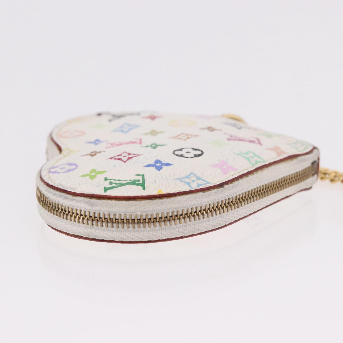 LOUIS VUITTON Multicolor Porte Monnaie Coeur Purse White M60040 LV Auth 187700