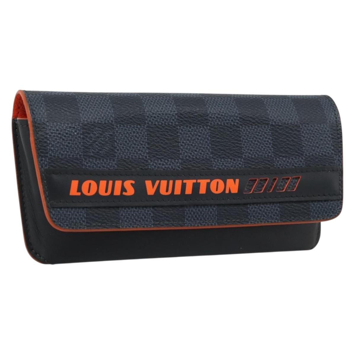 LOUIS VUITTON Damier Cobalt Etui Lunette Woody Glasses Case GI0380 Auth 187704