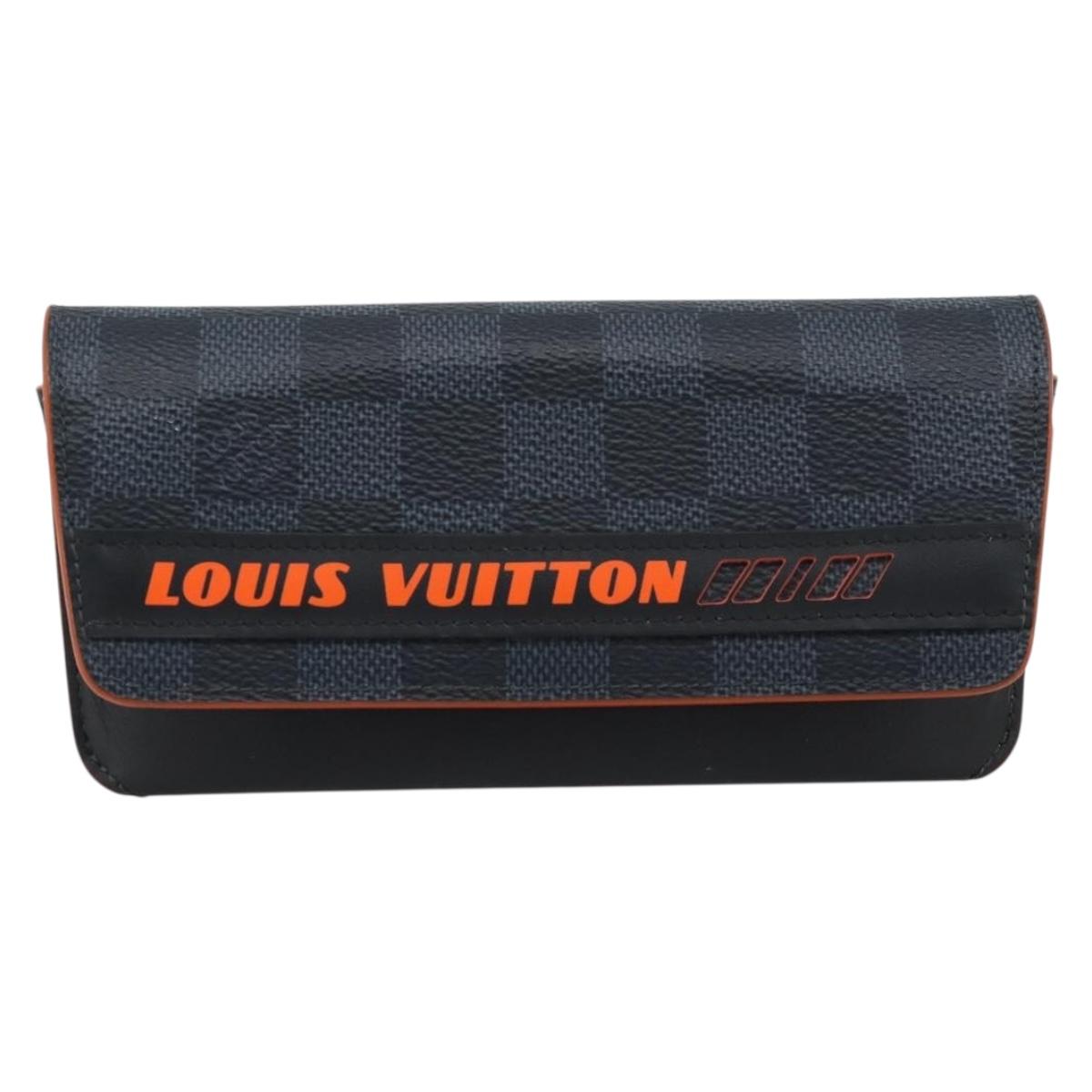 LOUIS VUITTON Damier Cobalt Etui Lunette Woody Glasses Case GI0380 Auth 187704