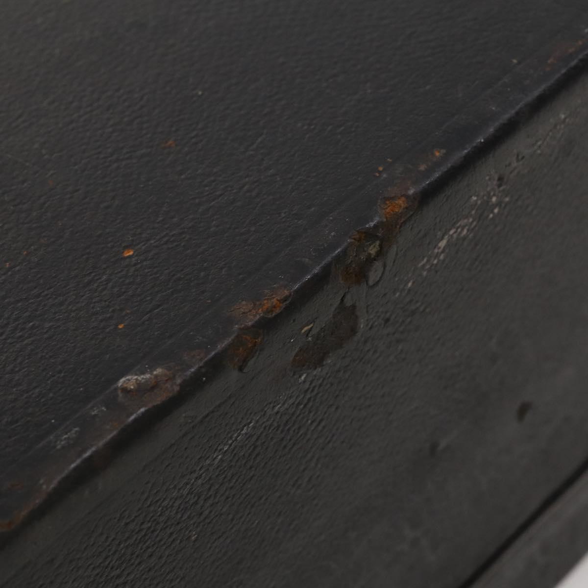 LOUIS VUITTON Trunk Leather Black Silver LV Auth 187706