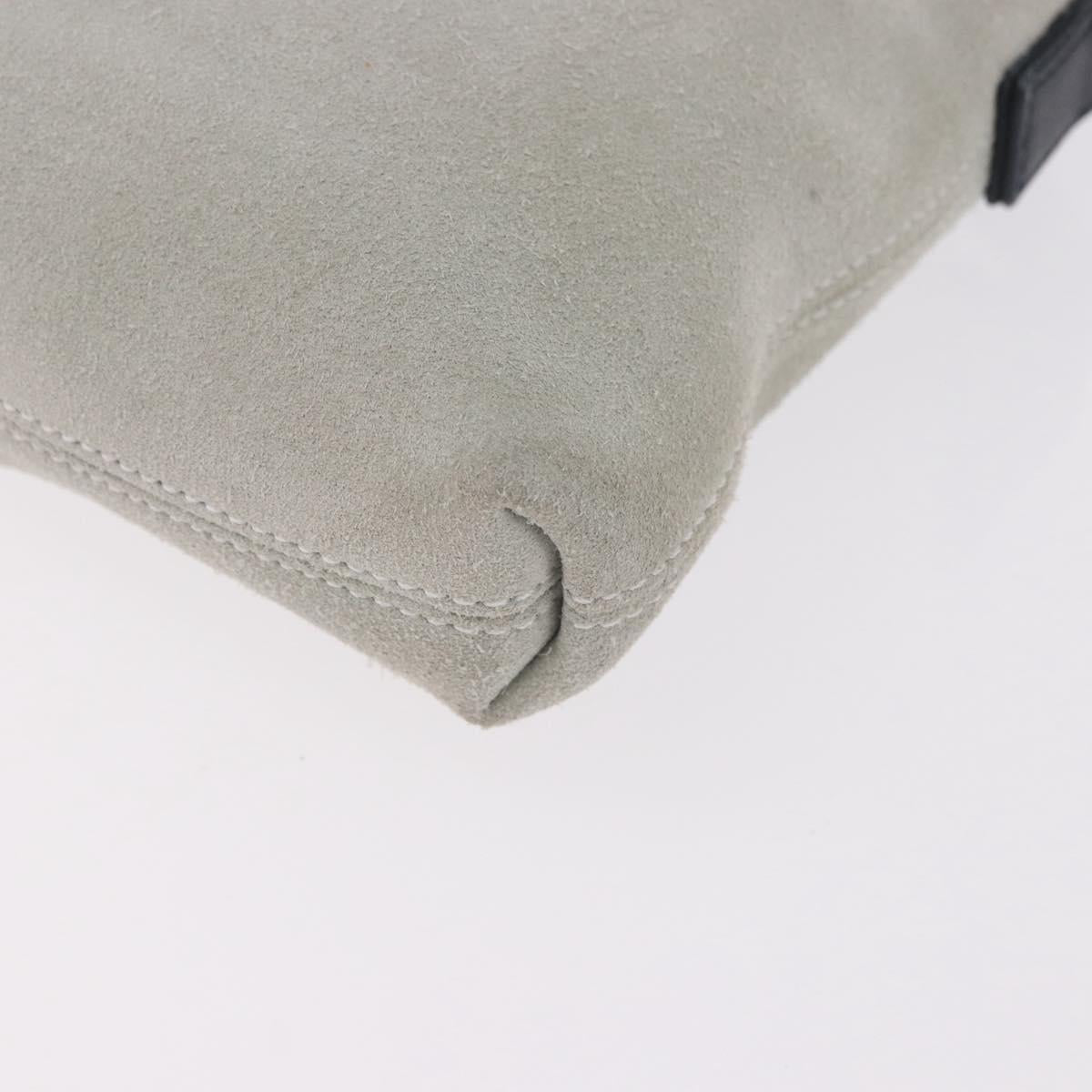 LOEWE Anagram Shoulder Bag Suede Leather Gray Silver Auth 187727A